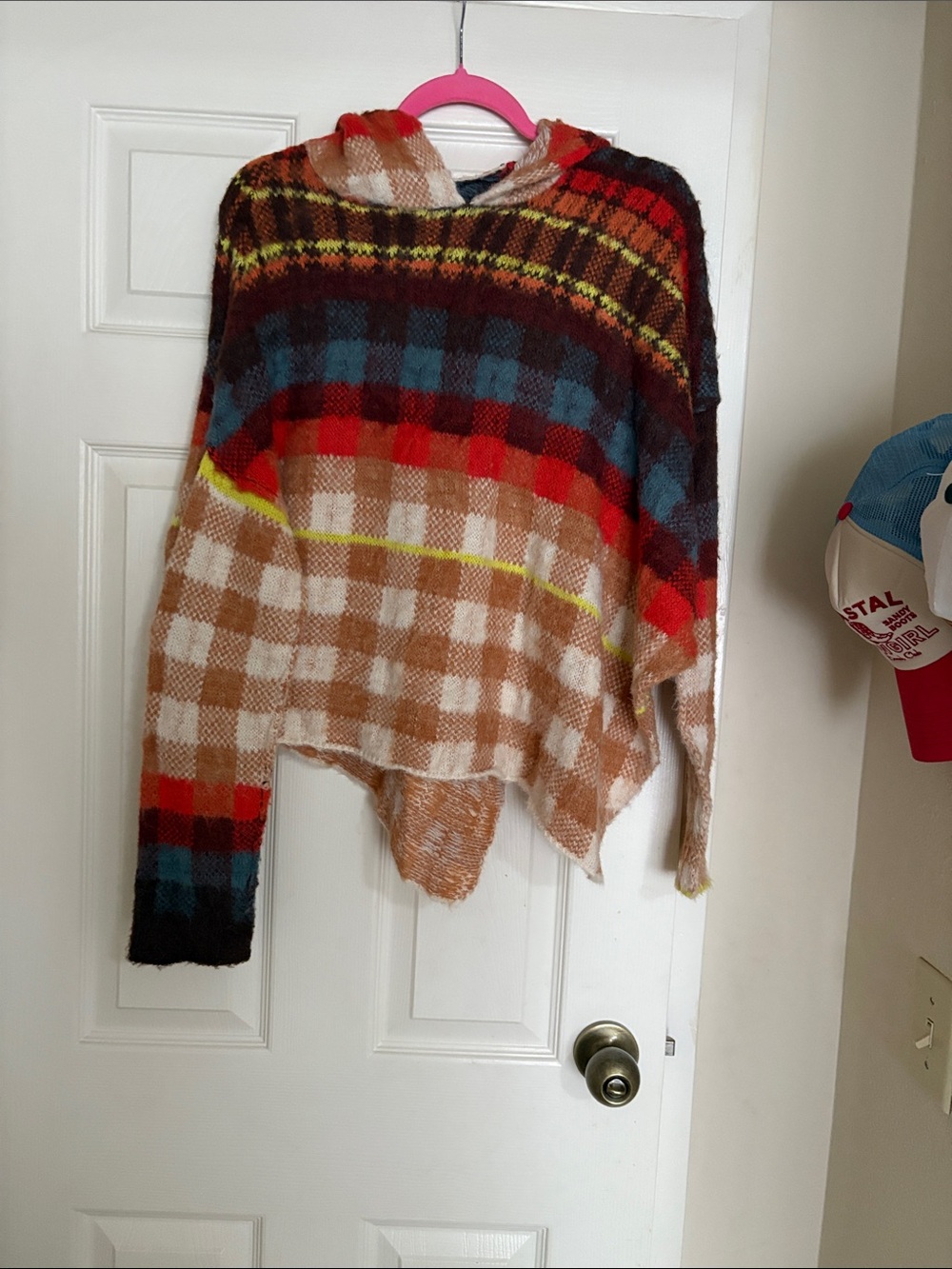 Free People Asymmetrical Plaid Hooded Women's Sweater